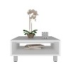 Vynxaria 10" H Low Minimalistic Square Coffee Table ¨C Elegant White Table with Open Storage Shelf - 2 of 4