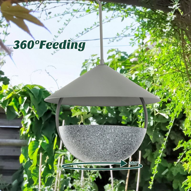 Tangkula Metal Bird Feeder Bath for Outdoors Hanging w/ Resin Dome & Water Bowl, 4 of 11