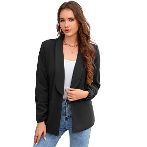 Coolmee Women's Long Sleeve Blazer Open Front Cardigan Jacket Work Office Blazer - 1 of 4