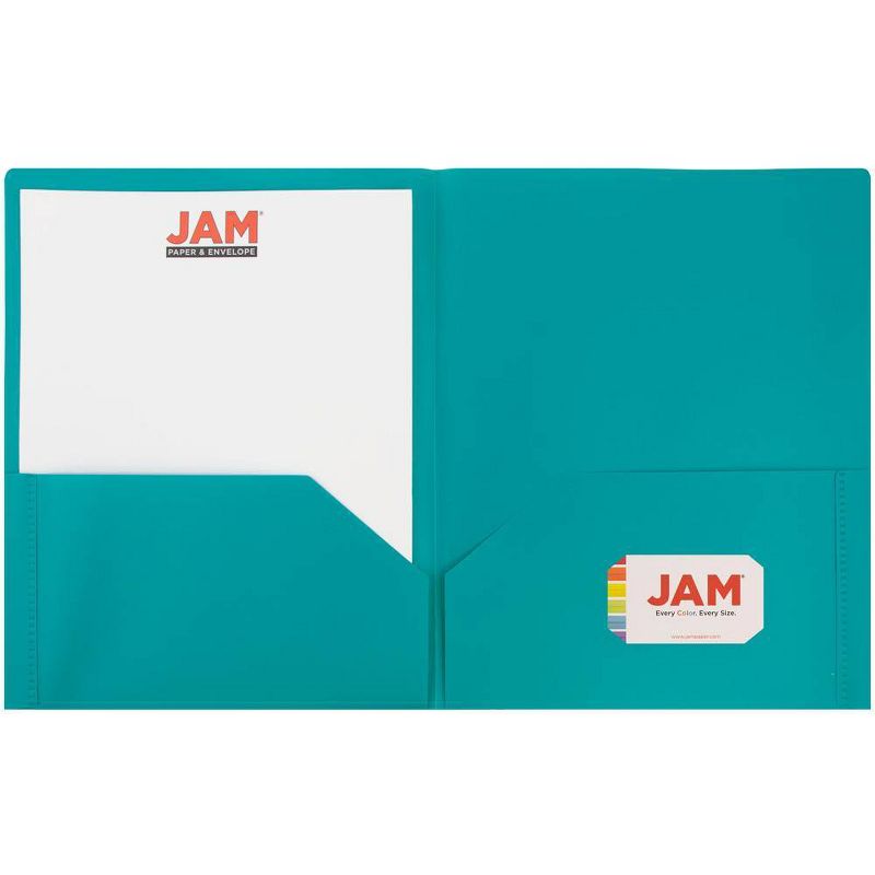 JAM 6pk POP 2 Pocket School Presentation Plastic Folders Teal, 4 of 7