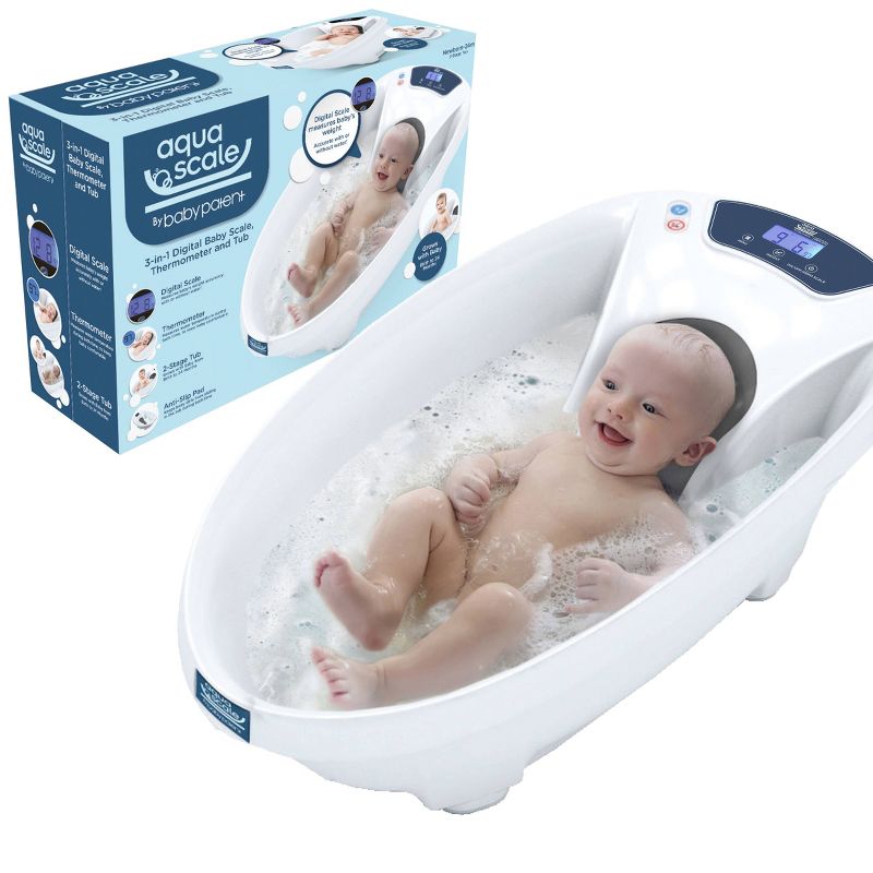 Baby Patent Aqua Scale 3-in-1 Digital Scale Water Thermometer and Infant Tub, 3 of 16