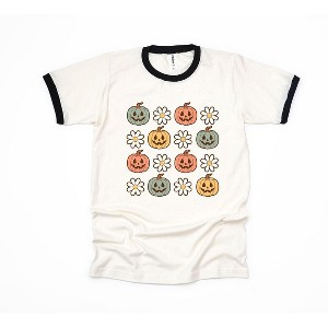 Simply Sage Market Women's Pumpkin Daisies Short Sleeve Ringer Tee - 1 of 4
