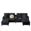 120" Modular Corduroy Sectional Sofa Bed U-Shape 4-Seater Storage Chaise Console Cup Holders Hardwood Frame Living Room Apartment Lounge - 2 of 4