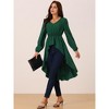 Seta T Women's High Low Hem Long Sleeve V Neck Elastic Waist Asymmetrical Irregular Hem Casual Tops Blouse - 2 of 4