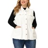 Agnes Orinda Women's Plus Size Button-Down Flat Lepel Denim Sleeveless Raw Hem Vests - 2 of 4