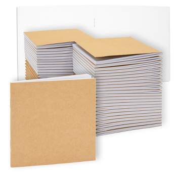 Paper Junkie 48 Pack Mini Blank Books, Bulk Kraft Paper Sketch Pads for Classroom, Party Favors, Journals for Kids, 24 Sheets, 4x4"