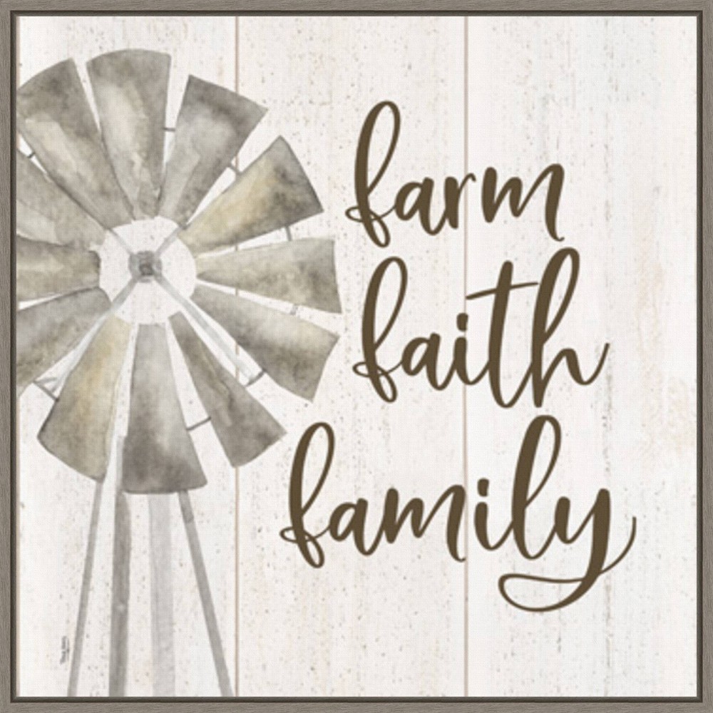 Photos - Other Decoration 22" x 22" Farm Life III Farm Faith Family by Tara Reed: Contemporary Farmhouse Wall Art, Gray Wash Frame, Canvas