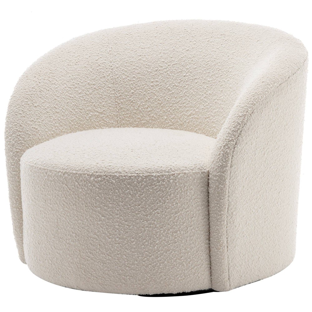 Photos - Sofa 34" Wide Upholstered Swivel Barrel Chair Cream - Kinwell