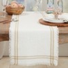 Saro Lifestyle Trendy Fringed Stripe Table Runner, Beige, 13"x72" - 3 of 3