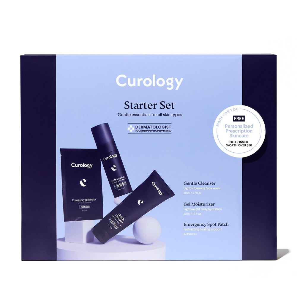 Photos - Cream / Lotion Curology Skincare Starter Set, Gentle Essentials Kit for All Skin Types 