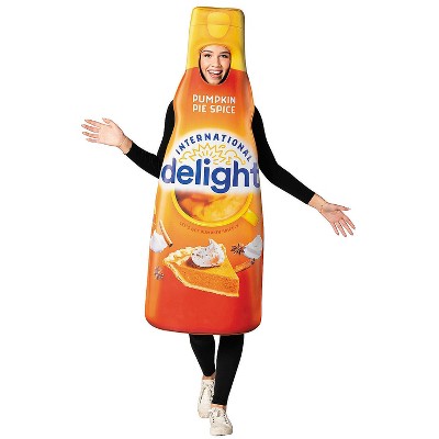 International Delight Adult Pumpkin Spice Creamer Halloween Costume Jumpsuit - Orange One Size Fits Most