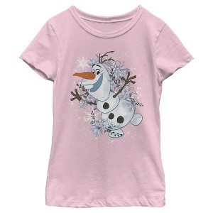Girl's Frozen Olaf Snowflake Storm T-Shirt - 1 of 3