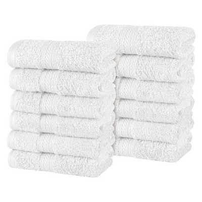 Cotton Plush Soft Highly-Absorbent Heavyweight Luxury Face Towel Washcloth Set of 12 by Blue Nile Mills