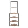 CAVINAS Bookcases for Living Room 4 Tier Asymmetrical Shelf Design Bookcase Display Storage Shelf with Rustic Wood - 2 of 4
