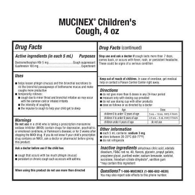 Mucinex Children&#39;s Cough Medicine - Cherry Liquid - 4 fl oz