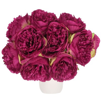 Unique Bargains Artificial Realistic Appearance Durable Faux Peony Flower 12.6'' Long 20 Pcs Purple