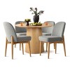 5-Piece Round Dining Table Set, 42'' Oak Pedestal Table with 4 Linen Dining Chairs, Solid Wood Legs, Kitchen or Apartment Furniture-Maison Boucle - 3 of 4