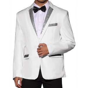 Lars Amadeus Men's Notched Lapel Party Costume Shiny Sequin Sports Coats - 1 of 4