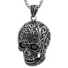 Steeltime Men's stainless steel skull pendant with simulated diamonds. Color Options: Gold/Red, Gold/Black, Silver/Red, Silver/Black - 2 of 4