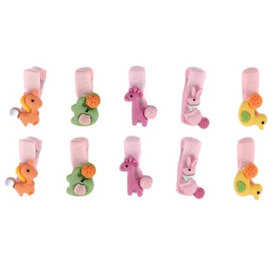 Unique Bargains Women's Fashion Cute Horse Rabbit Hair Clips Pink Orange Yellow Green 10 Pcs