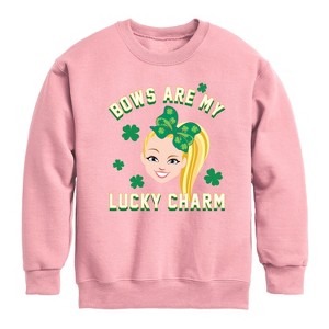 Boys' JoJo Siwa Lucky Charm Graphic Long Sleeve Fleece Sweatshirt - Mauve - Small - 1 of 4