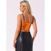 Allegra K Women's Spaghetti Strap Sleeveless Festival Party Clubwear Sparkly Shiny Metallic Crop Cami Top - 4 of 4