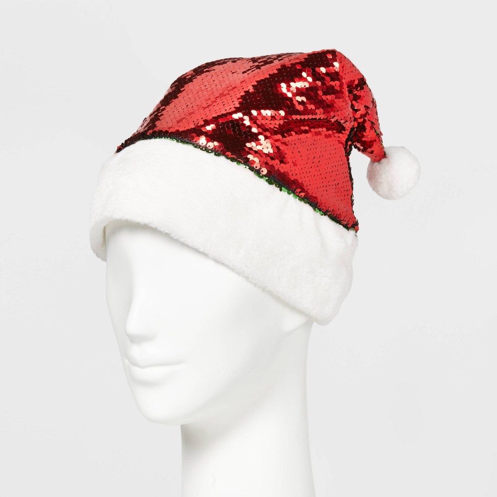 Reversible Sequin Santa Hat Red & Green - Wondershop