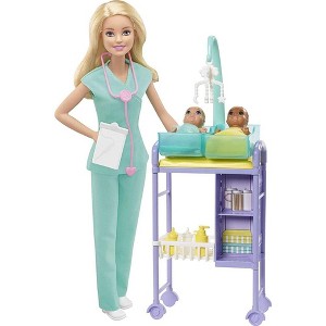 ​Barbie Baby Doctor Playset with Blonde Doll, 2 Infant Dolls - 1 of 4