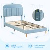 Twin Bed Frames, Velvet Upholstered Platform Bed Frame with Headboard and Strong Wooden Slats, No Box Spring Needed/Noise-Free/Easy Assembly, Pink - 3 of 4