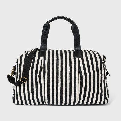 Striped Olivia 15.5" Weekender Bag - Universal Thread™ Black/White