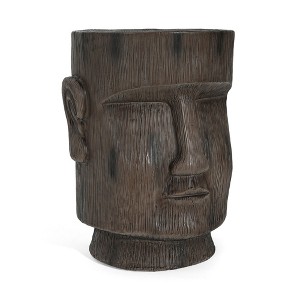 FONTOI End Table Moai Head Side Table Artistic Sculpture Accent Table with Timeless Island Inspired Design for Living Room, GREY, 14.1"*14.1"*20.08" - 1 of 4
