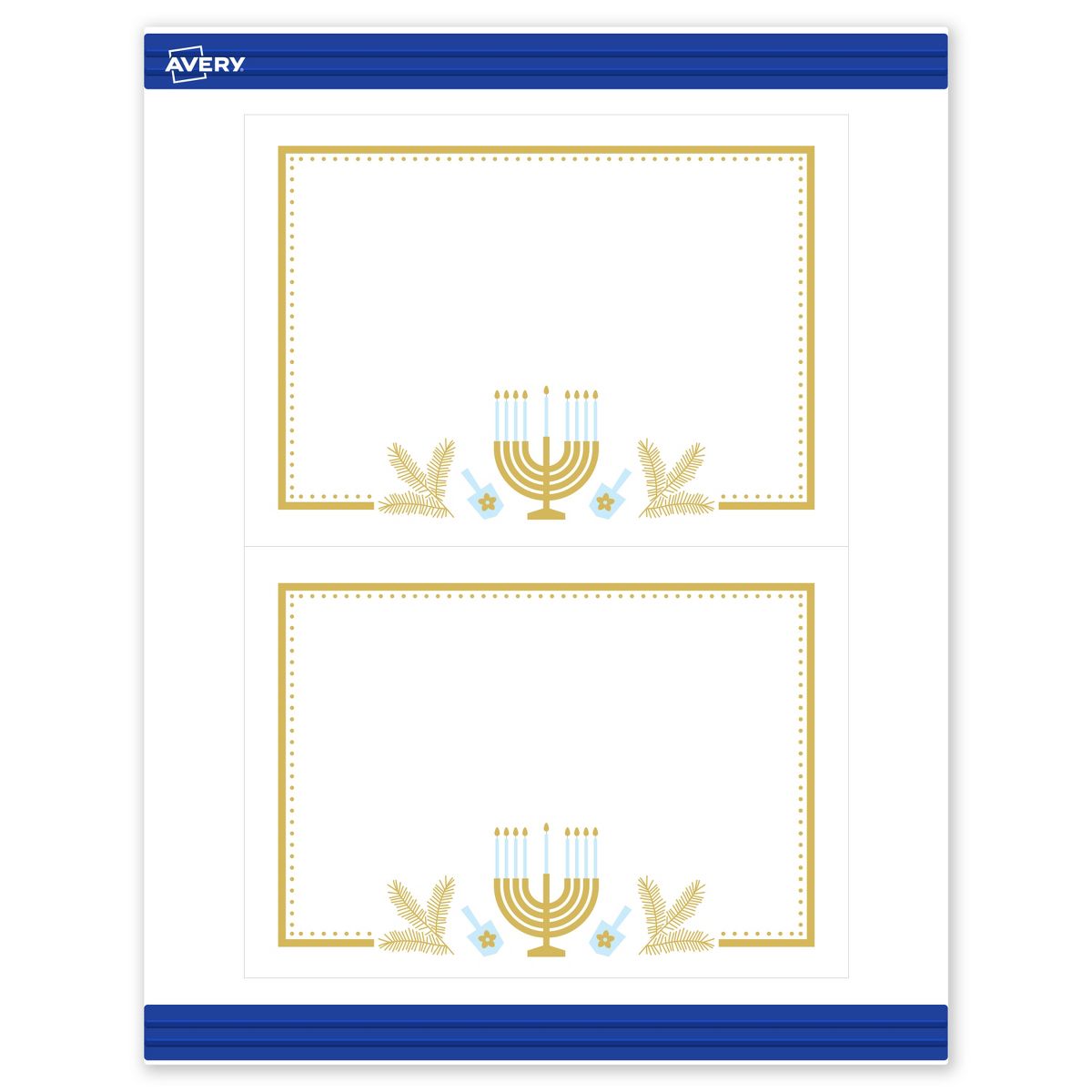 Avery® Invitations, 5" x 7", Matte, Gold Menorah Frame, 40