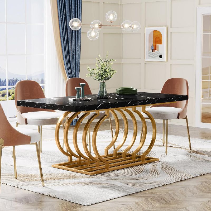 Tribesigns 63 inch Geometric Kitchen Dining Table, 4 of 8