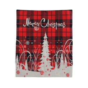 Unique Bargains Dining Chair Slipcover Linen Red Black 22.83"x19.29" 1 Pc - 1 of 4