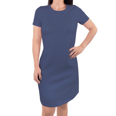Touched By Nature Womens Organic Cotton Short-sleeve Dress, Bijou Blue ...