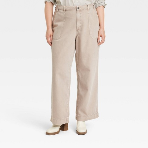 Ellos Women's Plus Size Linen Blend Drawstring Pants - 36, Beige : Target