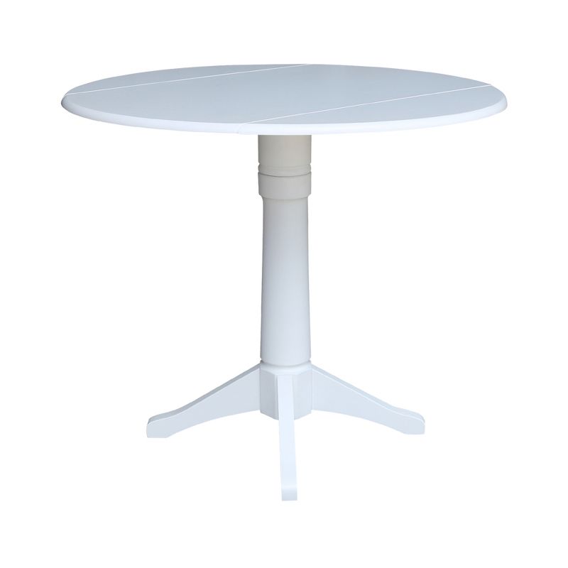 42" Nina Round Top Dual Drop Leaf Pedestal Table White - International Concepts, 3 of 10