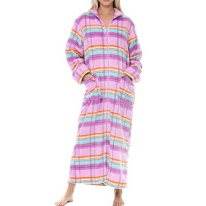 ADR Women's Zip Up Robe Fleece Soft Warm Plush Oversized Zipper Bathrobe - 1 of 3