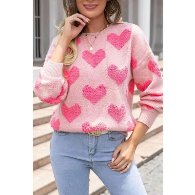 Women's Valentine's Day Heart Jacquard Knit Sweater - fashionworks