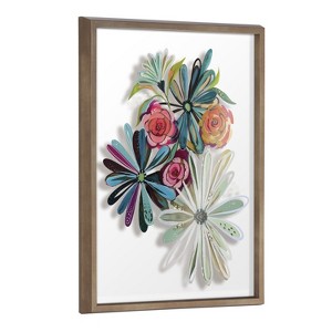 Kate and Laurel Blake Flowers on Glass 2 Whole Flowers Framed Printed Art by Jessi Raulet of Ettavee, 18x24, Gold - 1 of 4