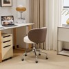 Karl Home Modern PU Swivel Chair Armless Adjustable Rolling Office Desk Chair with Wheels and Backrest Support in white and brown - 2 of 4