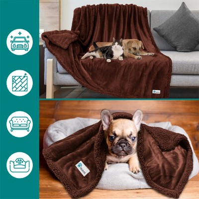 Medium Brown Waterproof Sherpa Fleece Outdoor Throw Blanket