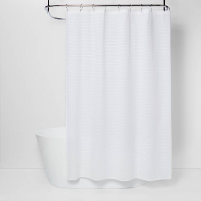 Woven Stripe Shower Curtain White, 79 Inch Shower Curtain Rod