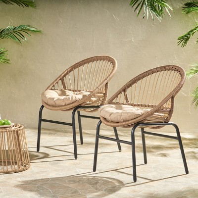 Maggift Patio Accent Chairs with Upholstered, Ergonomic Modern Design, Suitable for Lawn, Garden and Porch, Beige, 23.75" * 25.75" * 32.75"