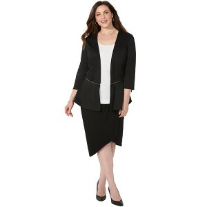 Catherines Women's Plus Size Curvy Collection Ponte Knit Peplum Blazer - 1 of 2