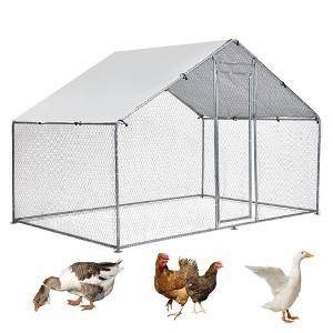 Large Metal Chicken Coop, Chicken Coop Run for Yard Outdoor Walk-in Hen House with Waterproof Cover, Farm Poultry Cage - 1 of 4
