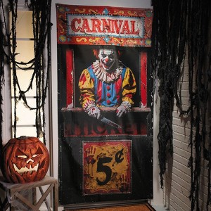 6 Ft. 6 3/4" Carnival Booth with Bloody Clown Door Curtain Halloween Decoration - 1 of 2
