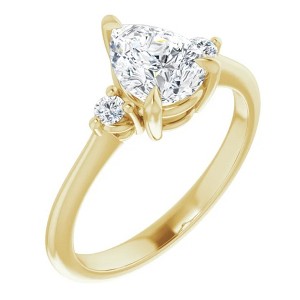 Pompeii3 1 1/4Ct Pear Shape Lab Created Diamond Engagement Ring White Yellow or Rose Gold - 1 of 4