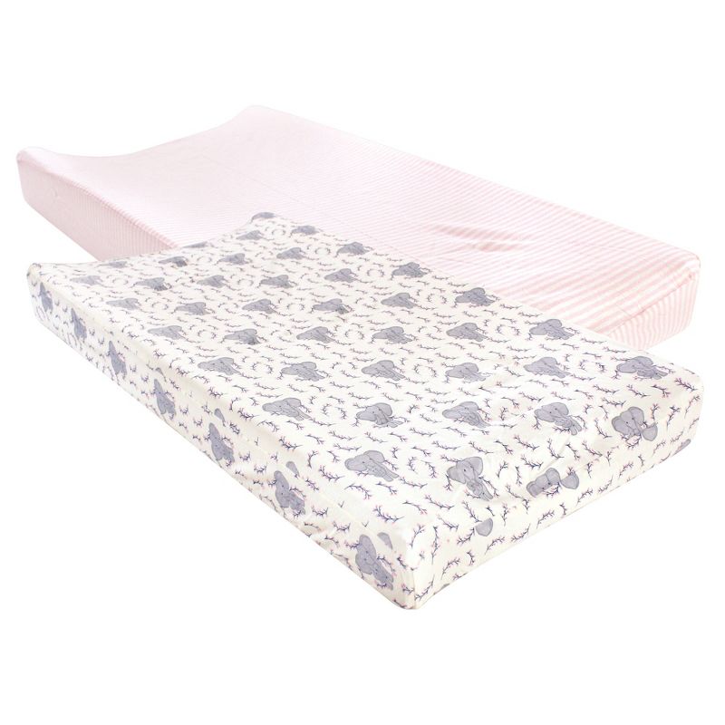 Touched by Nature Baby Girl Organic Cotton Changing Pad Cover, Girl Elephant, One Size, 1 of 5