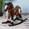 Qaba Kids Metal Plush Ride-On Rocking Horse Chair Toy With Realistic Sounds - Dark Brown/White - 2 of 4